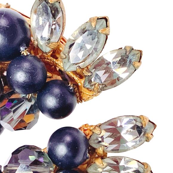 VTG Signed Eugene Vaseline Uranium Glass Earrings Mid Century 1950s Clip On - Picture 3 of 11